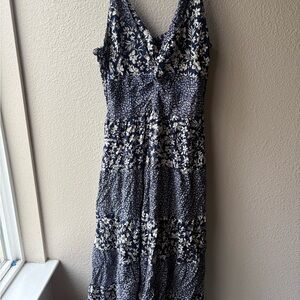 Angie Navy and Cream Floral Maxi Dress